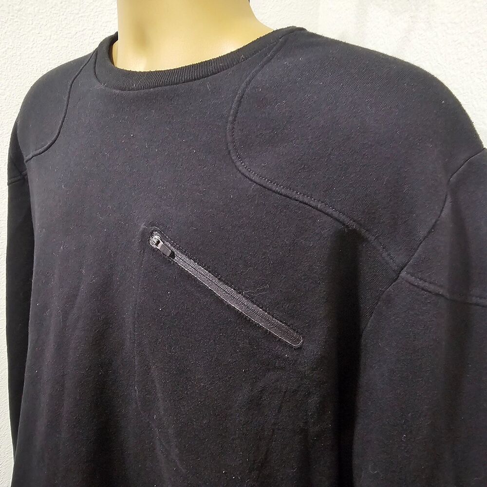 OurCaste Asymmetric Zip Pocket Black Fleece Sweatshirt Mens XL Beatnik Athletic